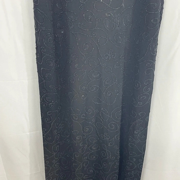 ALEXIA ADMOR Black Stretch Knit HIGH NECK Sleeveless BEADED Maxi Bodycon Dress M - Picture 5 of 11